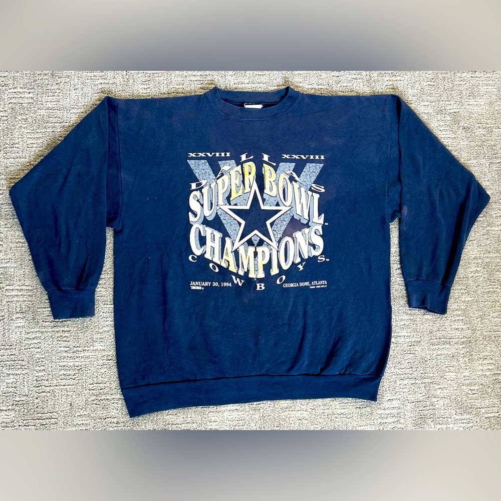 Vintage 1993 Dallas Cowboys Super Bowl 28 Champions Crew Neck Sweatshirt Sz 2XL